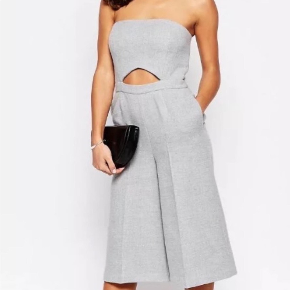 Strapless Grey culotte jumpsuit